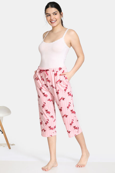 Zivame Bob & Berry Knit Cotton Capri - Powder Pink — image 4