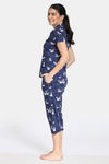 Zivame Bob & Berry Knit Cotton Capri Set - Blue — thumbnail 2