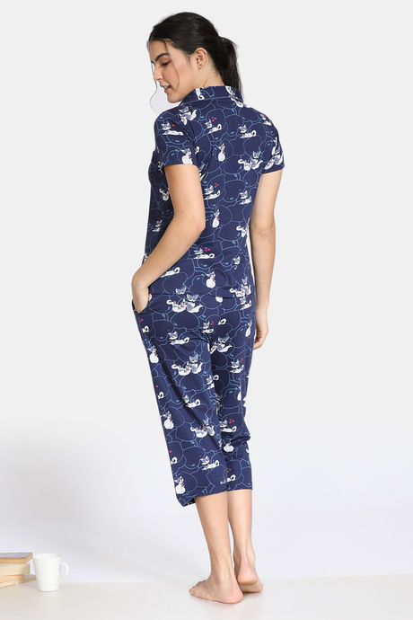 Zivame Bob & Berry Knit Cotton Capri Set - Blue — image 3