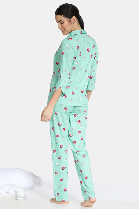 Zivame Bob & Berry Knit Cotton Pyjama Set - Green — image 3