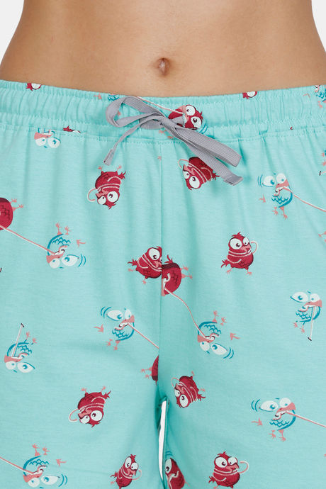 Zivame Bob & Berry Knit Cotton Shorts Set - Green Grey — image 6