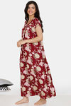 Zivame Tree Of Life Rayon Full Length Nightdress - Maroon — thumbnail 2