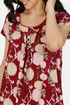 Zivame Tree Of Life Rayon Full Length Nightdress - Maroon — thumbnail 5