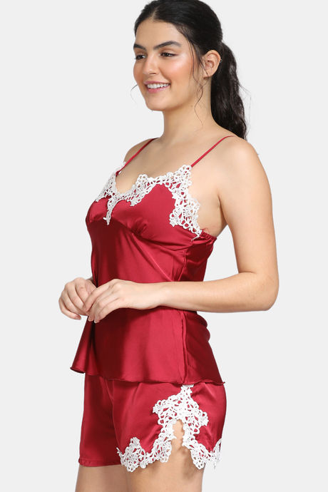 Zivame Polyester With Removable Cookie Shorts Set - Burgundy — image 2