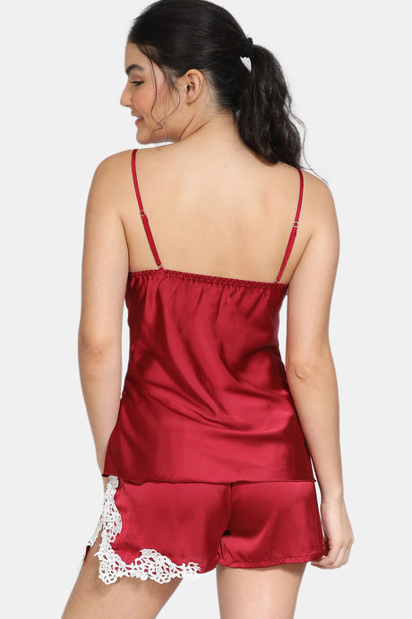 Zivame Polyester With Removable Cookie Shorts Set - Burgundy — image 3