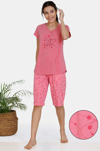 Zivame In Rhythm Cotton Shorts Set - Pink