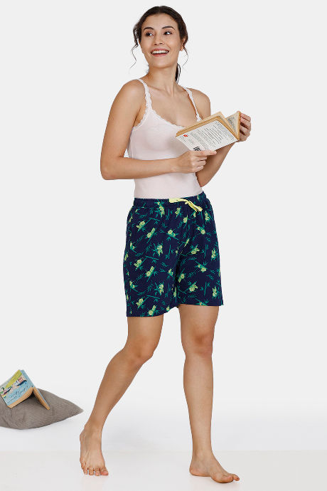 Zivame Tree Of Life Cotton Shorts - Blue — image 4