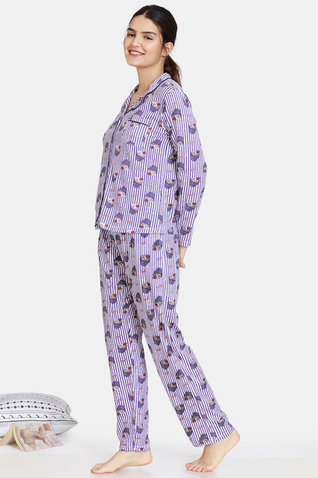 Zivame Sweet Treats Cotton Pyjama Set - Purple — image 2