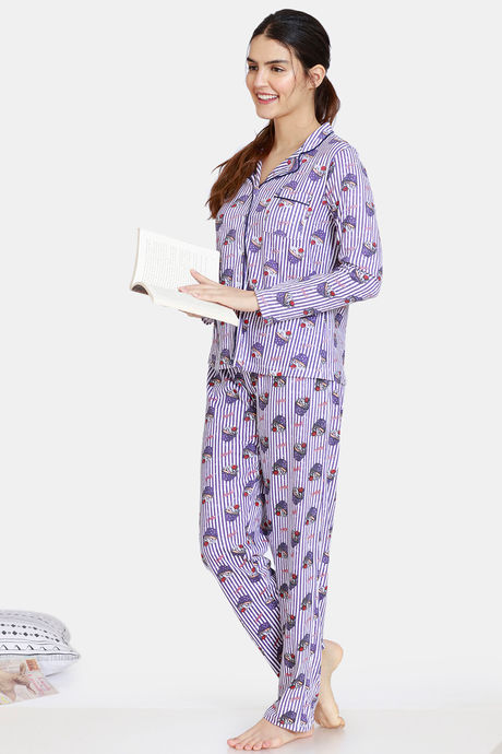 Zivame Sweet Treats Cotton Pyjama Set - Purple — image 4