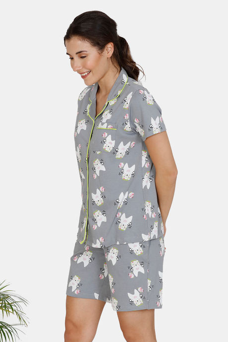 Zivame Three Musketeers Cotton Shorts Set - Grey — image 2