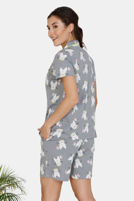 Zivame Three Musketeers Cotton Shorts Set - Grey — image 3