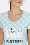 Zivame Three Musketeers Cotton Shorts Set - Blue — thumbnail 5
