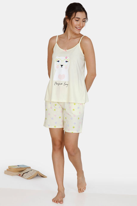 Zivame Three Musketeers Cotton Shorts Set - Yellow — image 4