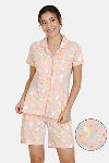 Zivame Three Musketeers Cotton Shorts Set - Peach — thumbnail 1