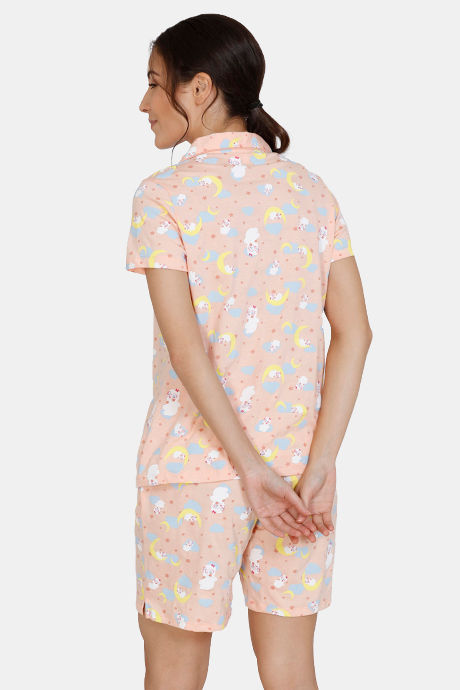 Zivame Three Musketeers Cotton Shorts Set - Peach — image 3