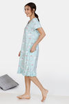 Zivame Three Musketeers Cotton Knee Length Nightdress - Blue — thumbnail 2