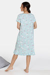 Zivame Three Musketeers Cotton Knee Length Nightdress - Blue — thumbnail 3