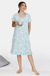 Zivame Three Musketeers Cotton Knee Length Nightdress - Blue — thumbnail 4