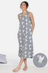 Zivame Three Musketeers Cotton Mid Length Nightdress - Grey — thumbnail 1