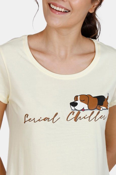 Zivame Graphic Print Cotton Top - Yellow — image 5