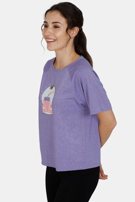 Zivame Grapic Print Cotton Top - Purple — image 2