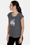 Zivame Graphic Print Poly Cotton Top - Grey Melange — thumbnail 2