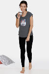 Zivame Graphic Print Poly Cotton Top - Grey Melange — thumbnail 4