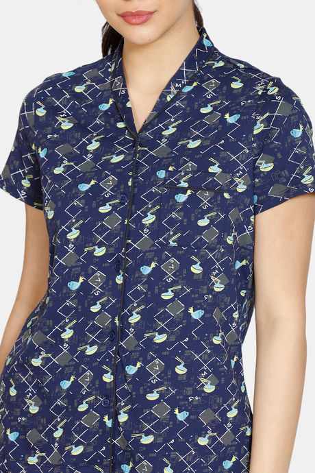 Zivame Crossword Cotton Shorts Set - Navy Blue — image 5