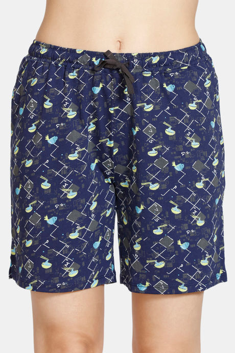 Zivame Crossword Cotton Shorts Set - Navy Blue — image 6