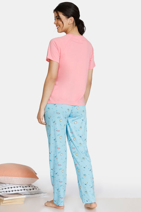 Zivame Crossword Cotton Pyjama Set - Blue — image 3