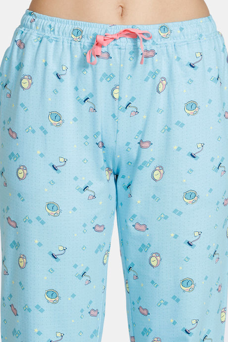 Zivame Crossword Cotton Pyjama Set - Blue — image 6