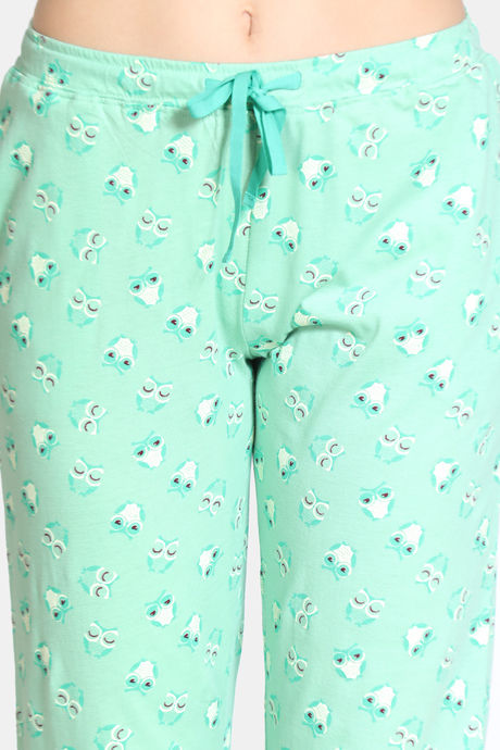 Zivame Sleepy Owl Cotton Pyjama Set - Green — image 6