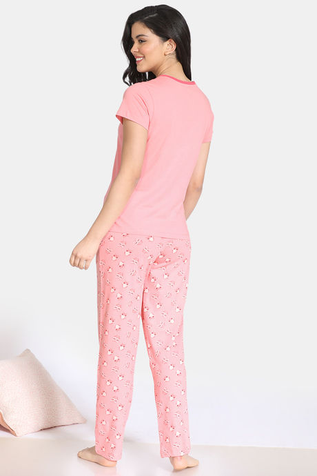 Zivame Sleepy Owl Cotton Pyjama Set - Pink Ice — image 3