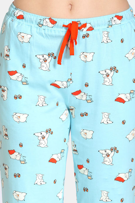 Zivame Pretty Pigs Cotton Pyjama Set - Plume — image 6
