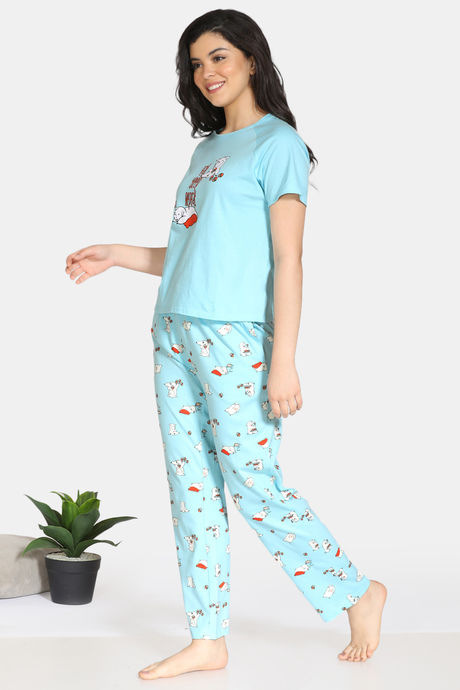 Zivame Pretty Pigs Cotton Pyjama Set - Plume — image 2