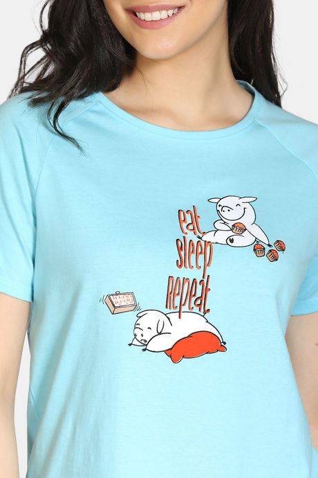 Zivame Pretty Pigs Cotton Pyjama Set - Plume — image 5