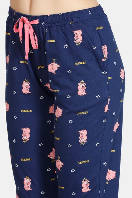 Zivame Pretty Pigs Cotton Pyjama Set - Navy Blue — image 6