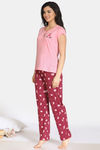 Zivame Pretty Pigs Cotton Pyjama Set - Rhododendron — thumbnail 2
