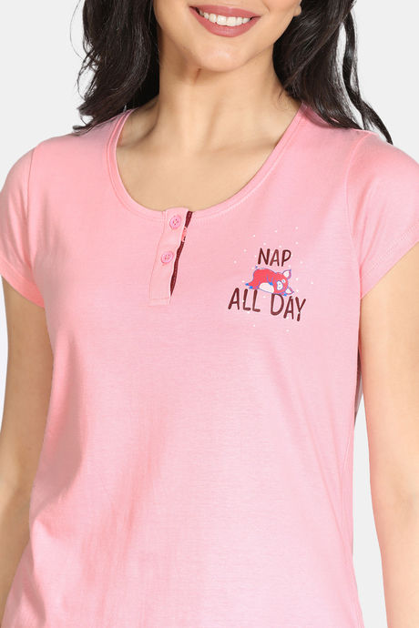 Zivame Pretty Pigs Cotton Pyjama Set - Rhododendron — image 5
