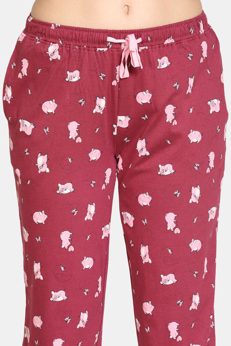Zivame Pretty Pigs Cotton Pyjama Set - Rhododendron — image 6
