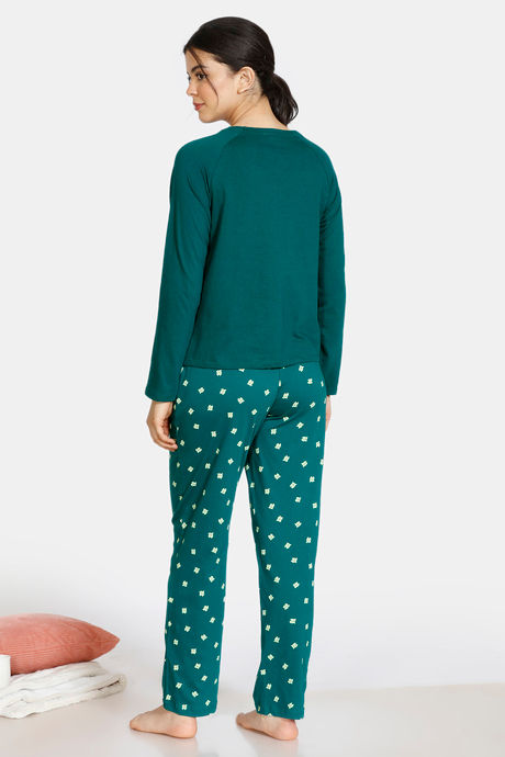 Zivame Pretty Pigs Cotton Pyjama Set - Green — image 3