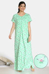 Zivame Barnyard Cotton Full Length Nightdress - Green Ash — thumbnail 1