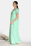 Zivame Barnyard Cotton Full Length Nightdress - Green Ash — thumbnail 2