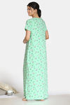 Zivame Barnyard Cotton Full Length Nightdress - Green Ash — thumbnail 3