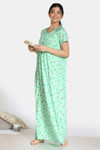 Zivame Barnyard Cotton Full Length Nightdress - Green Ash — thumbnail 4