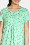 Zivame Barnyard Cotton Full Length Nightdress - Green Ash — thumbnail 5