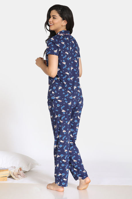 Zivame Barnyard Cotton Pyjama Set - Navy Blue — image 3