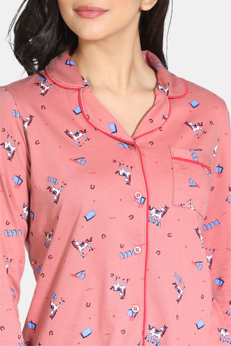 Zivame Barnyard Cotton Pyjama Set - Pink — image 5