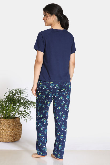Zivame Doodle Cotton Pyjama Set - Navy Blue — image 3
