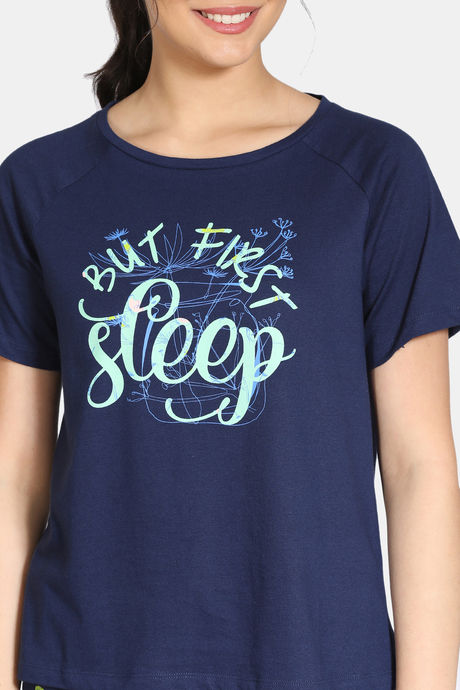 Zivame Doodle Cotton Pyjama Set - Navy Blue — image 5